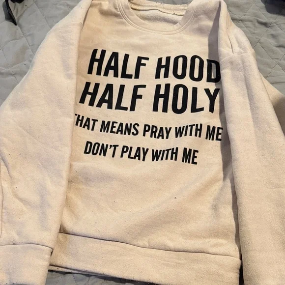 4/$15 Beige Graphic Sweatshirt - Picture 2 of 4